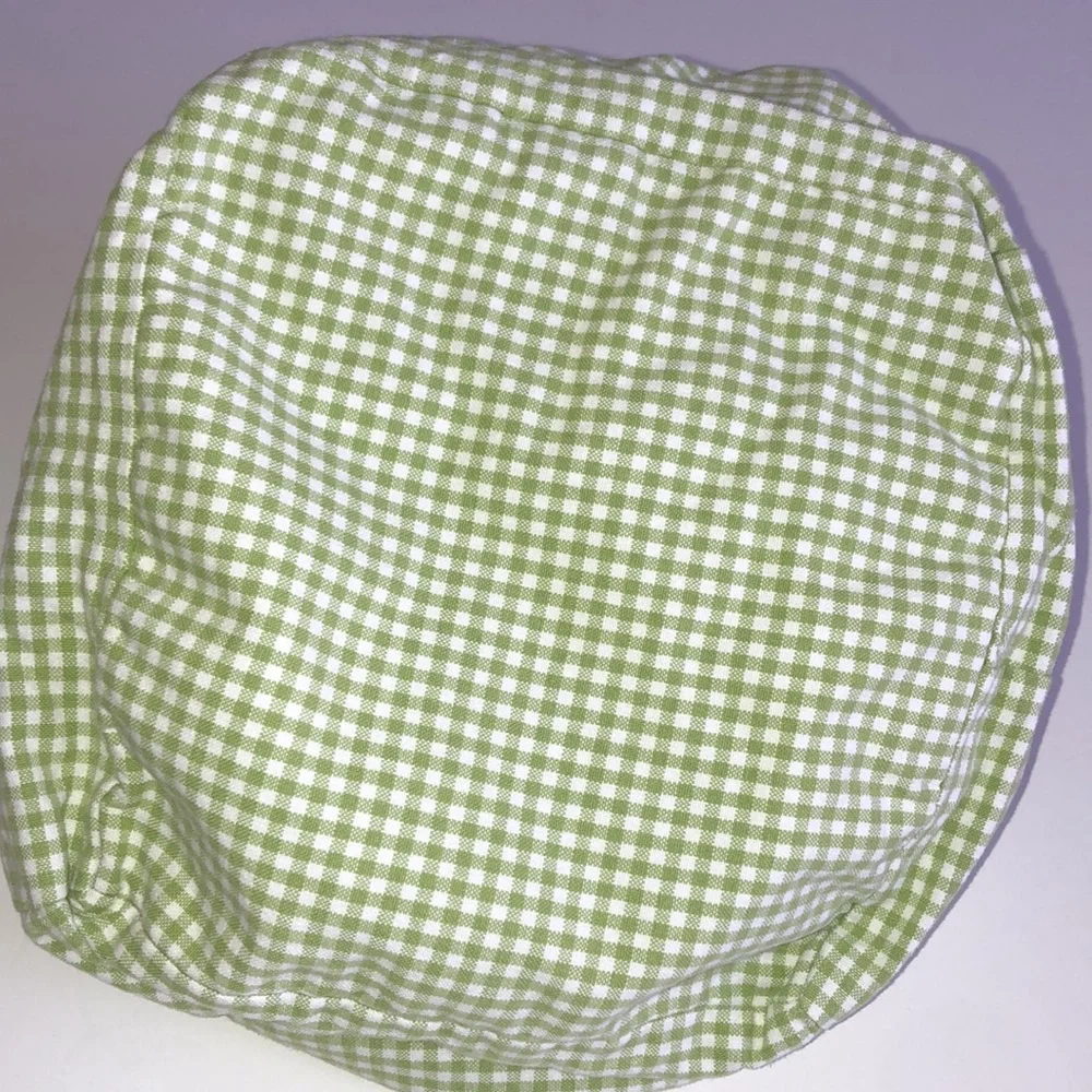 Pottery Barn Kids Green and White Gingham medium drawstring Basket Liner